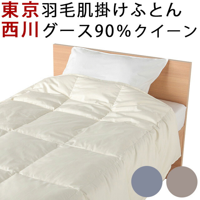 東京西川 プレミアム ダウンケット 肌掛け布団 羽毛布団 夏用 西川 クイーン グース 90% 綿100% サテン ヨーロッパキルト KE37425031 NP7050