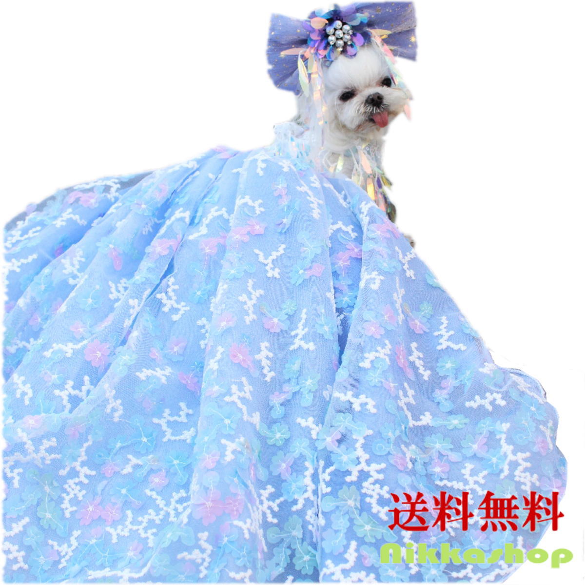 【楽天市場】犬 服 ドレス 春夏 犬服 犬の服 ウェディングドレス 手作り 豪華 上品 プリンセスライン ブルー Sサイズ パーティードレス