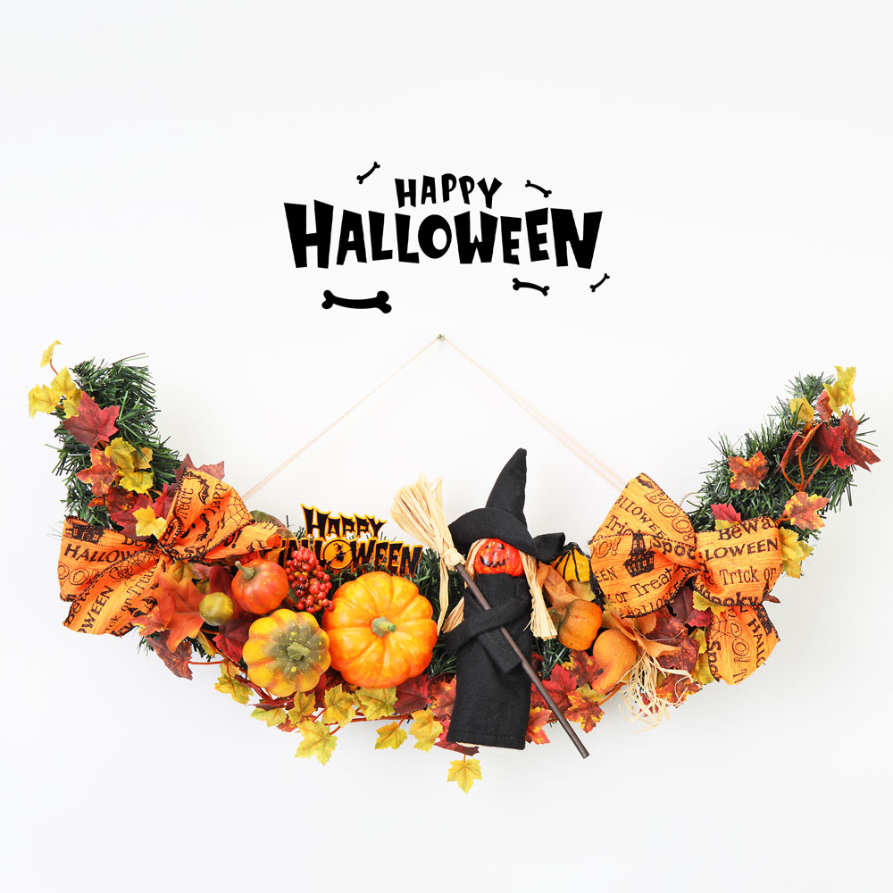 ハロウィンリース25cmhalloweenオレンジプレート ハロウィーン あす楽 ナチュラル かぼちゃ パンプキン こうもり おばけ ゴースト 魔女 ウィッチ 玄関 おしゃれ かわいい 飾り付け 壁 壁面 コスプレ パーティー ハロウィン 装飾 飾り 国内生産 ジョリーコーラル