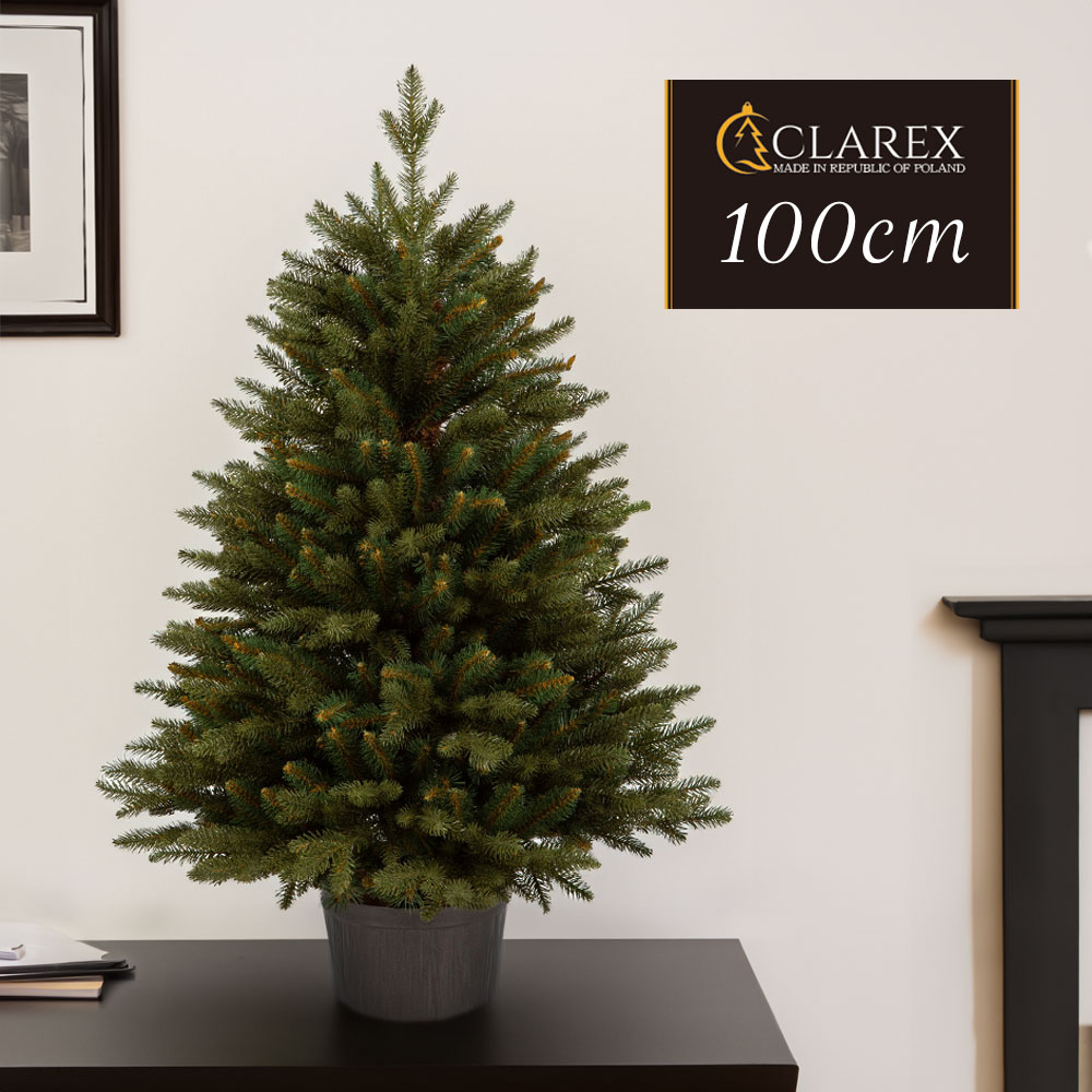 ヨーロッパメーカー「CLAREX」製の高級クリスマスツリー 北欧 おしゃれ 100cm ポーランド 卓上 ヌードツリー ポットツリー オーナメント 飾り なし まるで本物 組み立て5分