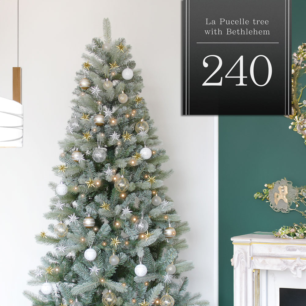 【2025年度分8月から予約受付】クリスマスツリー 240cm  ベツレヘムの星 オーナメント LEDライト フルセット ツリー La-pucelle おしゃれ ヌードツリー 北欧風 スリム 組み立て5分 散らからない