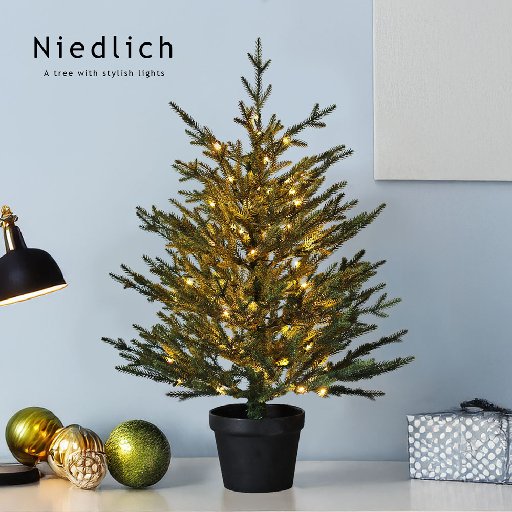 【2025年度分8月から予約受付】「Niedlich」公式 高級クリスマスツリー 卓上 北欧 おしゃれ 90cm LED ヌードツリー オーナメント 飾り まるで本物
