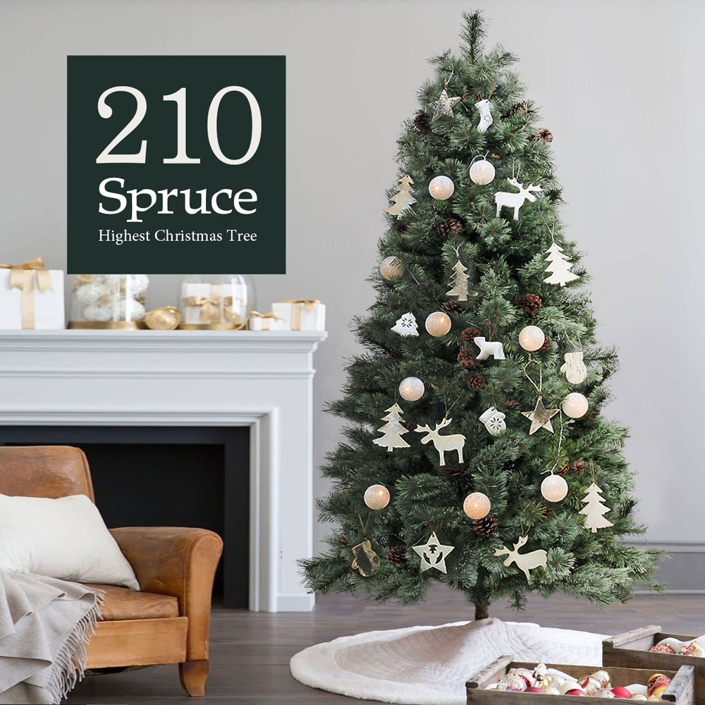 【2025年度分8月から予約受付】クリスマスツリー おしゃれ 北欧 210cm 高級 ヨーロッパトウヒツリー オーナメント 飾り セット ツリー ヌードツリー スリム ornament Xmas tree Spruce Natural 2