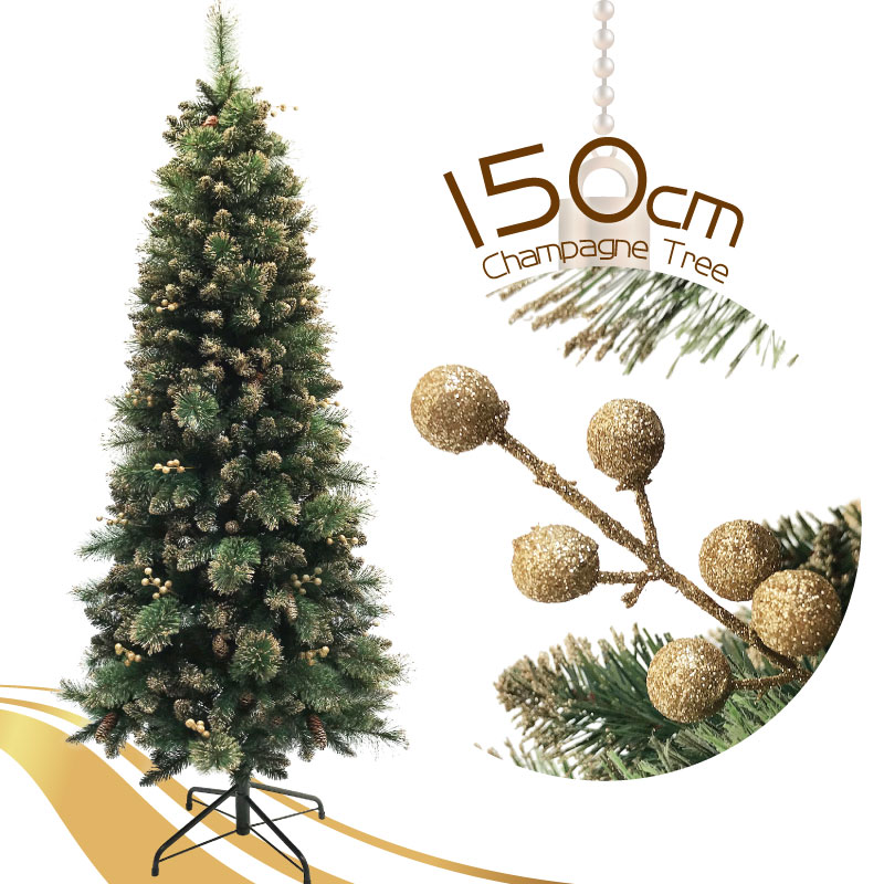 クリスマスツリー 北欧 おしゃれ テイスト 150cmシャンパンスリムツリー Hk 恵月人形本舗 テイスト Mvp17冠受賞 企業様 クリスマス 北欧 個人様に販売本数本突破