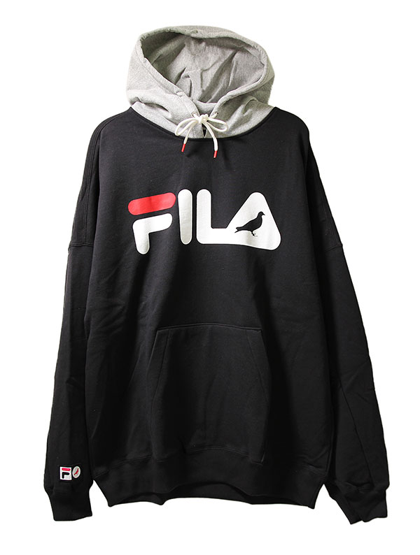 代引不可 楽天市場 Fila Heritage Staple Design フィラ ステイプル パーカー プルオーバー Logo Pullover Hoodie Black Grey スケボー Skate Sk8 スケートボード Hard Core Punk ハードコア パンク Hiphop ヒップホップ Surf サーフ レゲエ Reggae スノボー