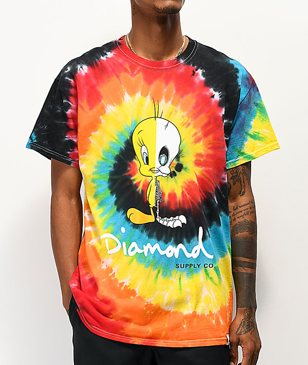 楽天市場 Diamond Supply Co X Looney Tunes ダイヤモンドサプライ ルーニー テューンズ Tシャツ Tweety X Ray Red Blue Black Tie Dye T Shirt タイダイ トゥイーティー メンズ カジュアル ストリート スケボー Skate Sk8 スケートボード Punk パンク Hiphop