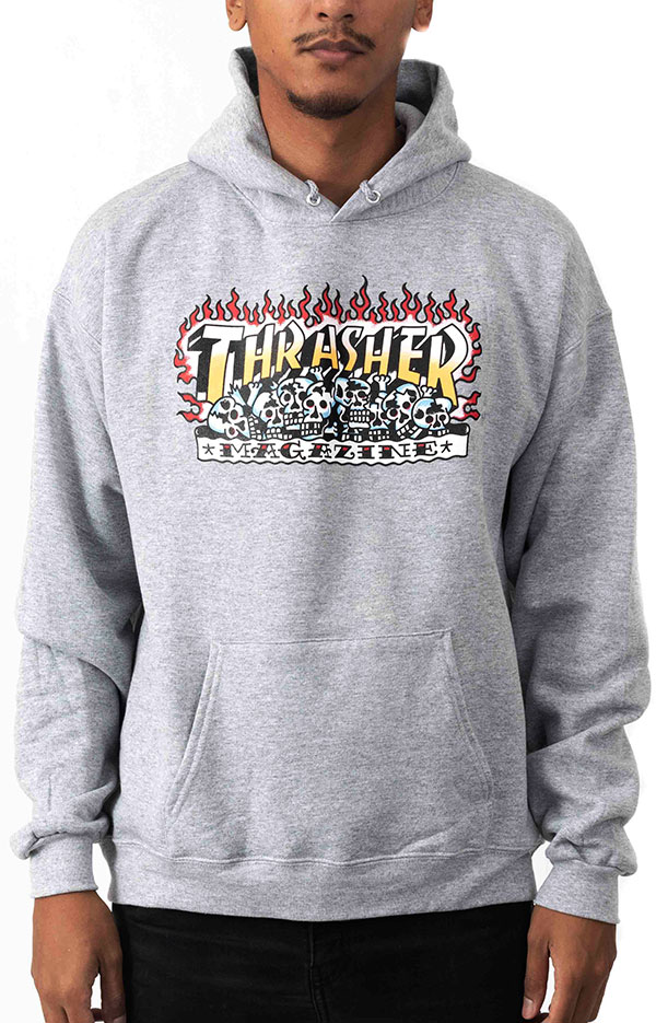 Thrasher スラッシャー Us パーカー シャツ Krak Skulls Pullover Hoodie Grey スケボー Skate Sk8 スケートボード Msgtours Com