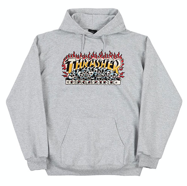 Thrasher スラッシャー Us パーカー シャツ Krak Skulls Pullover Hoodie Grey スケボー Skate Sk8 スケートボード Msgtours Com