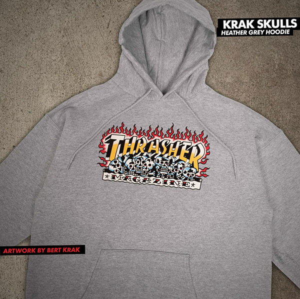 Thrasher スラッシャー Us パーカー シャツ Krak Skulls Pullover Hoodie Grey スケボー Skate Sk8 スケートボード Msgtours Com