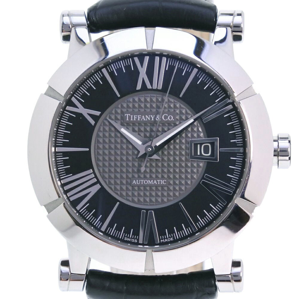 楽天市場 Gwセール10 Off対象 Tiffany Co ティファニー アトラスジェント ステンレススチール レザー ブラック 自動巻き メンズ グレー 黒文字盤 腕時計 中古 A ランク 質にしきの ブランド販売 買取