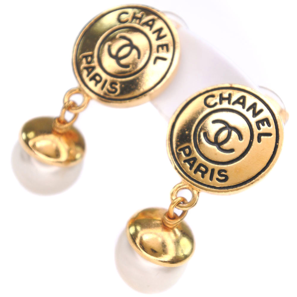 【楽天市場】【CHANEL】シャネル ココマーク GP×フェイクパール 97P刻印 レディース イヤリング【中古】Aランク：質にしきの