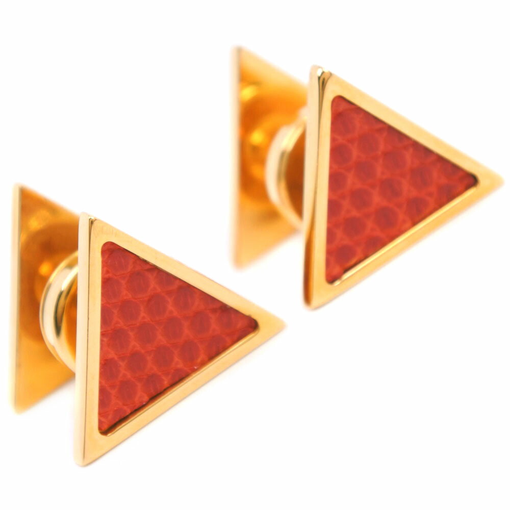 楽天市場】エルメス HERMES 三角形 カフス 金メッキ×リザード レッド