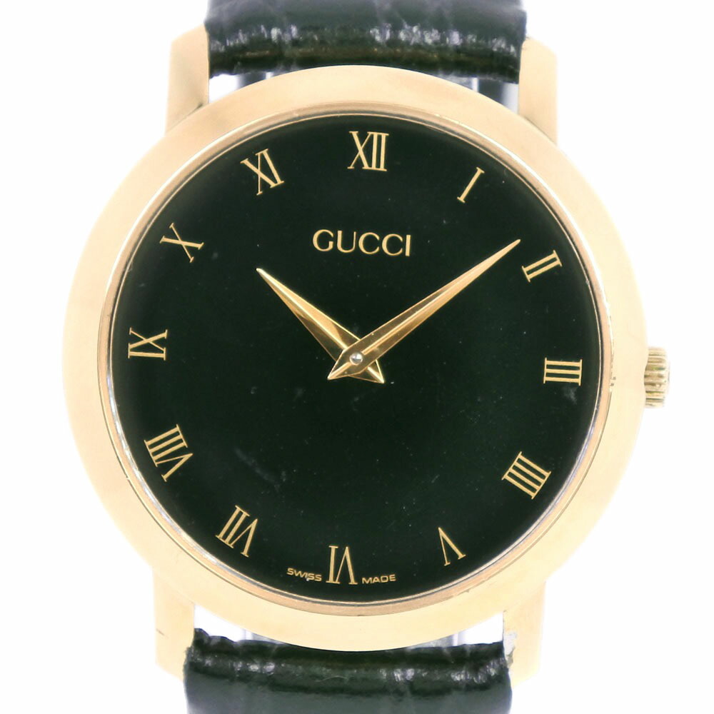 楽天市場 Gucci グッチ 20m Gp レザー ゴールド クオーツ メンズ 黒文字盤 腕時計 中古 質にしきの ブランド販売 買取