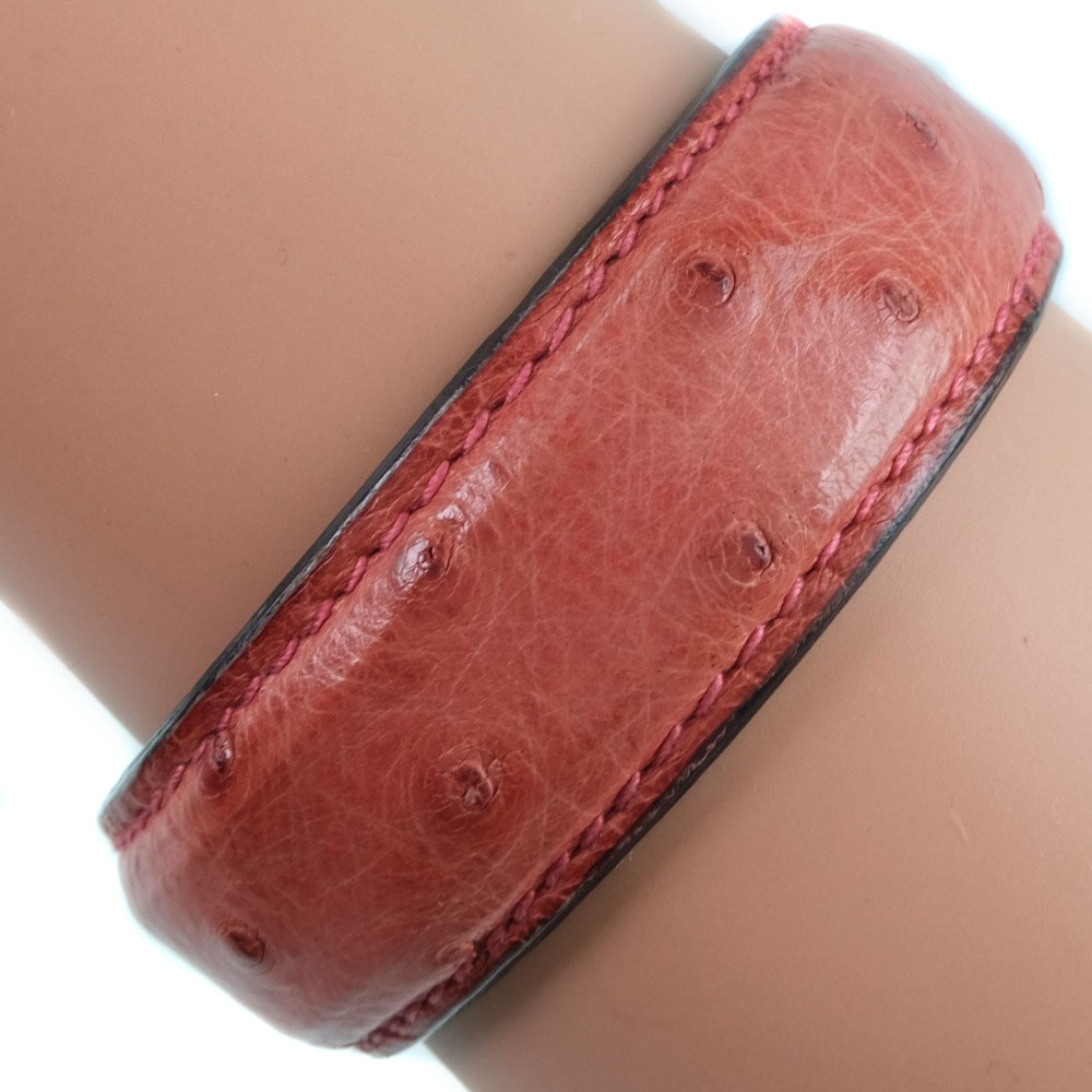 グッチ GUCCI ベルト ブレスレット バングル オーストリッチ×金メッキ 赤 約70.1g belt レディース【中古】 9,856円