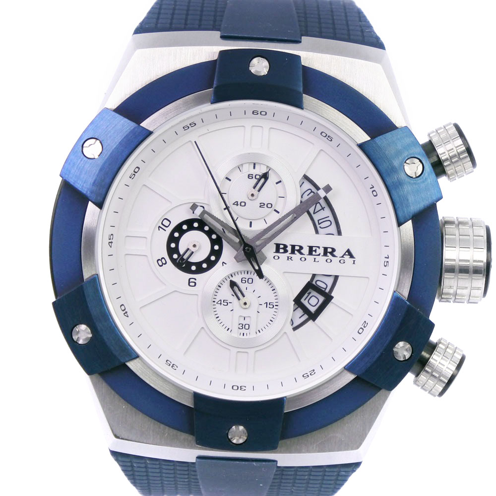 Brera Orologi ブレラオロロジ スポルティーボ48 Brssc4905e ステンレススチール ラバー ネイビー クオーツ クロノグラフ メンズ 白文字盤 腕時計 中古 Aランク Runawayapricot Com