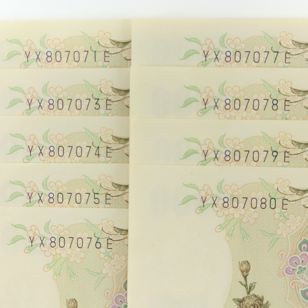 【ファッションザセール対象商品10-50%OFF】【MinistryofFinance】大蔵省旧札千円札☆ピン札☆連番伊藤博文1000円9枚ユニセックス紙幣【未使用】Sランク
