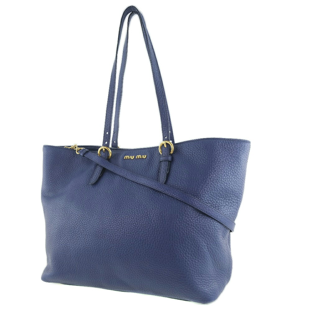 店内全品10 Off 10 10 日 24時間限定 Miumiu ミュウミュウ 2wayバッグ レザー 青 レディース トートバッグ 中古 Aランク Liceochiloe Cl