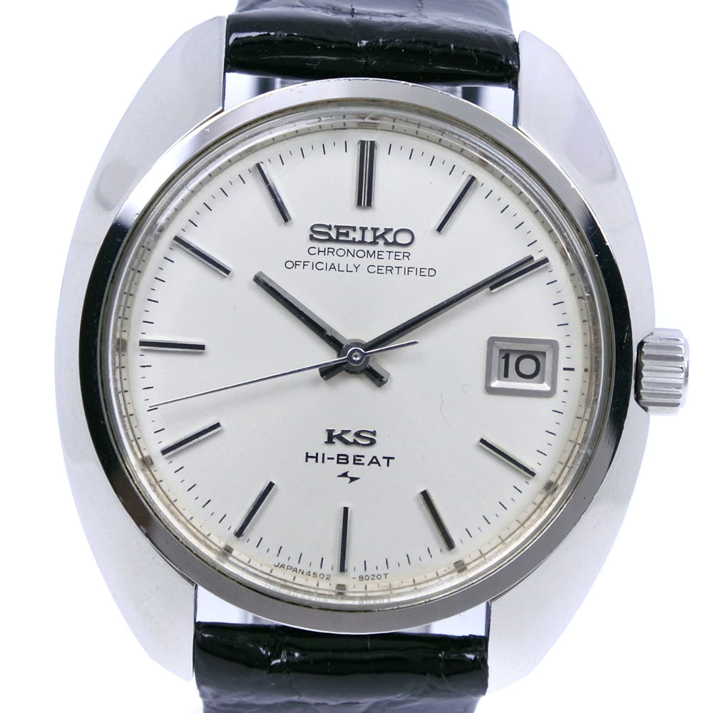 【楽天市場】セイコー SEIKO キングセイコー 腕時計 4502-8010 ステンレススチール×レザー シルバー 手巻き 白文字盤 King