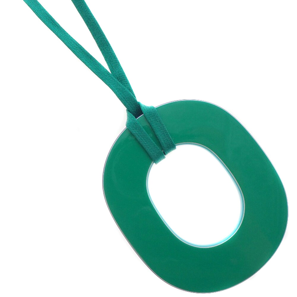 エルメス HERMES イスム ピグマン ネックレス 052880FL ラッカー×シルク 緑 約25.9g Ism Pigman レディース【中古】