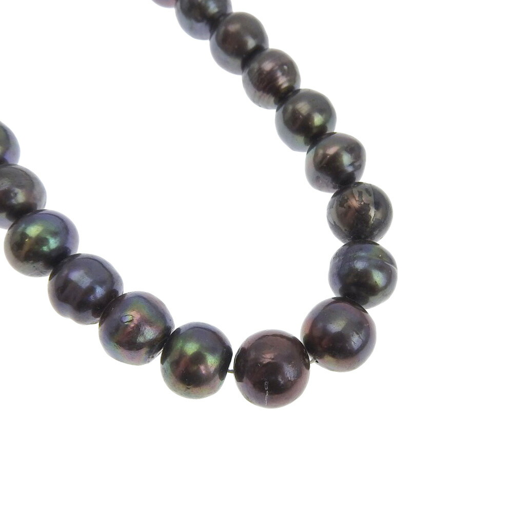 タヒチ真珠 ネックレス11-12ｍｍ ブラックパール（黒蝶真珠） 黒 約95.9g Tahiti Pearl レディース【中古】Aランク