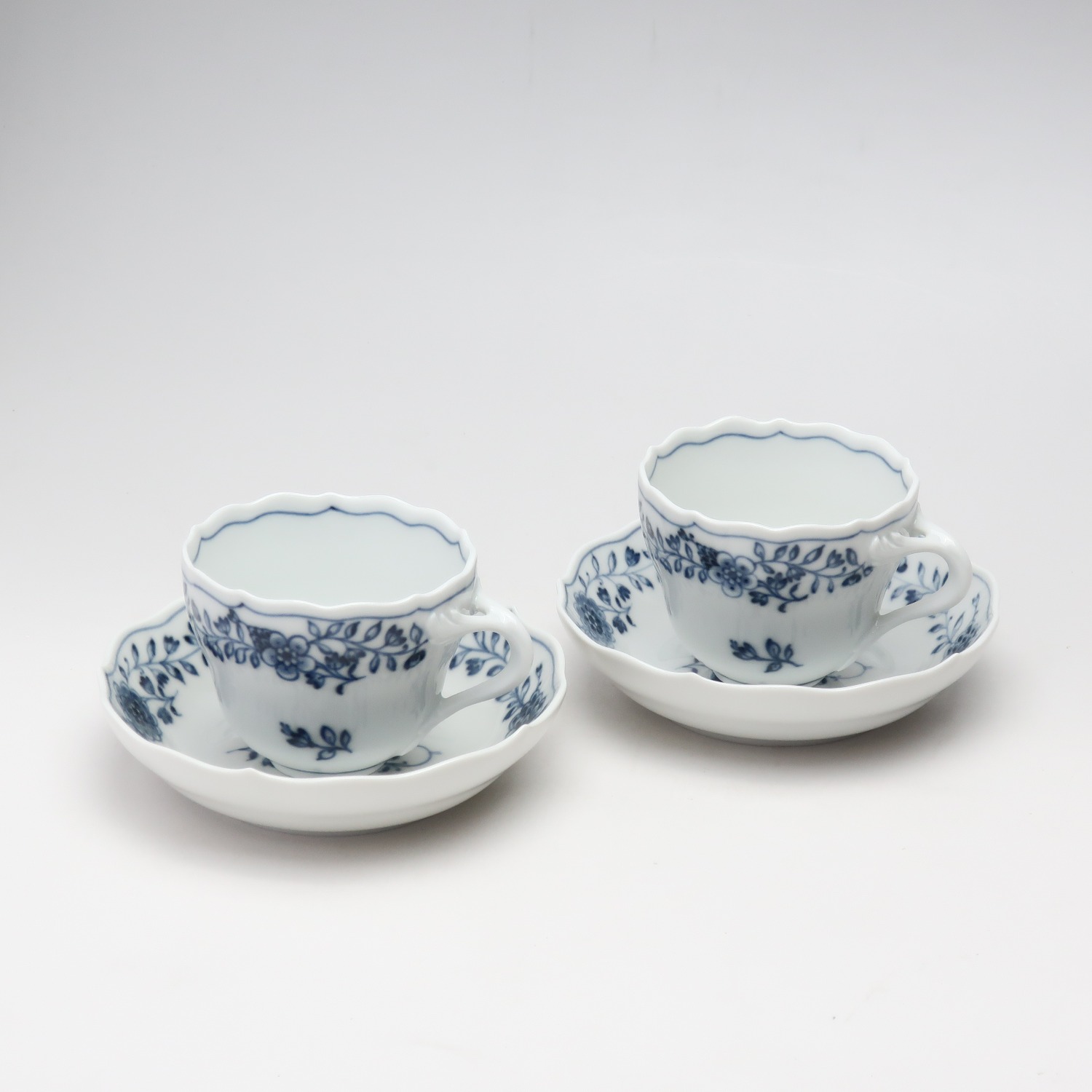マイセン Meissen 染付文様 モカカップ＆ソーサー×2 食器 824601/00580【未使用】Sランク
