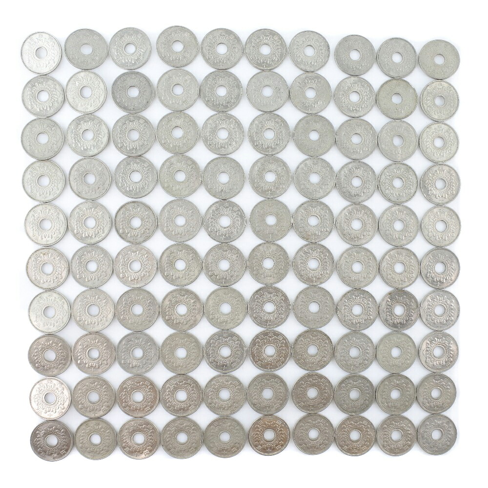 大蔵省 Ministry of Finance 穴あき 50円玉 貨幣 100枚 Perforated 50 yen coin _【中古】