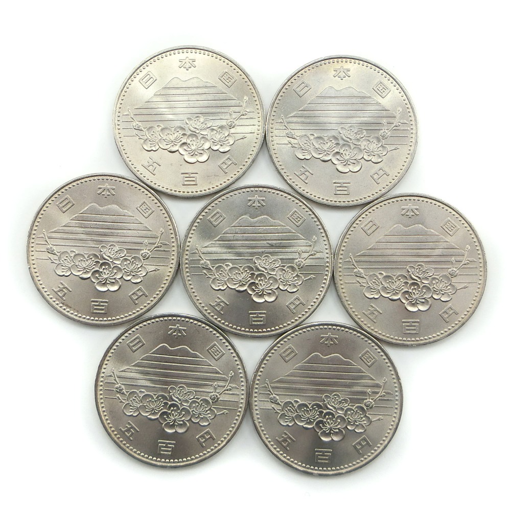 【スーパーセール10％OFF対象】【Ministry of Finance】大蔵省 EXPO85 つくば万博 記念硬貨 五百円 500円硬貨 7枚 _ 貨幣【中古】A+ランク