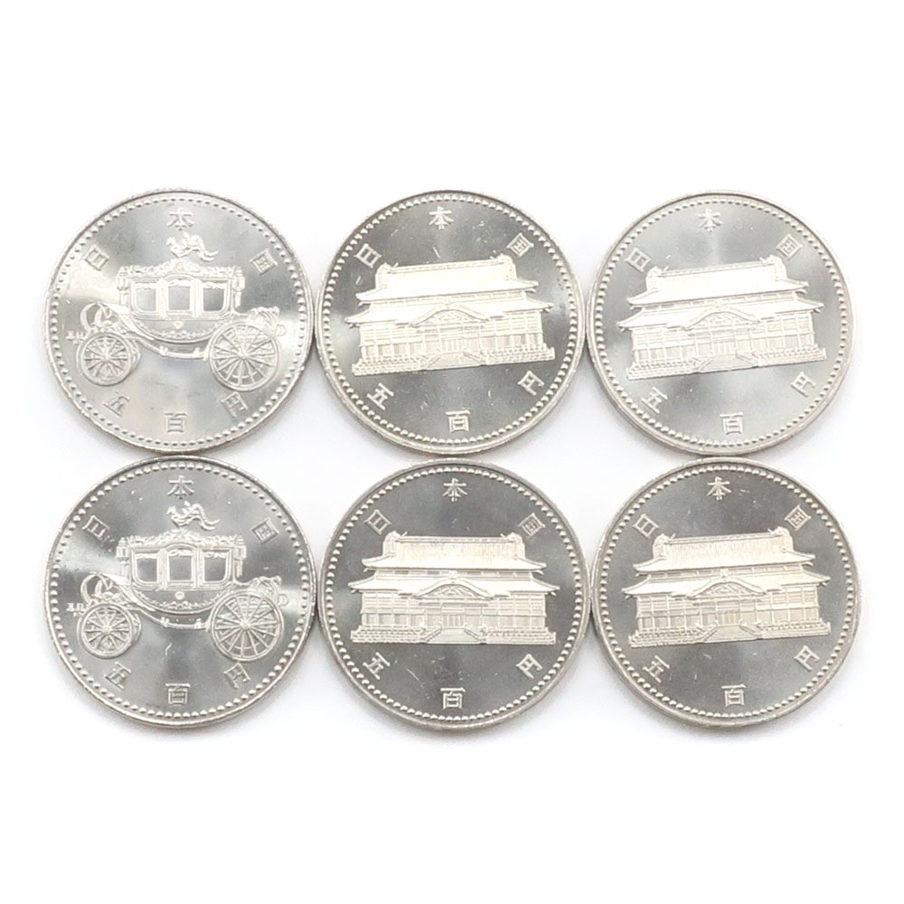 造幣局 Japan MINT 御即位記念(平成)  沖縄復帰二十年 貨幣 記念硬貨 五百円 500円硬貨 6枚  Enthronement Commemoration (Heisei) 20th Anniversary of Okinawa's Reversion _【中古】A+ランク