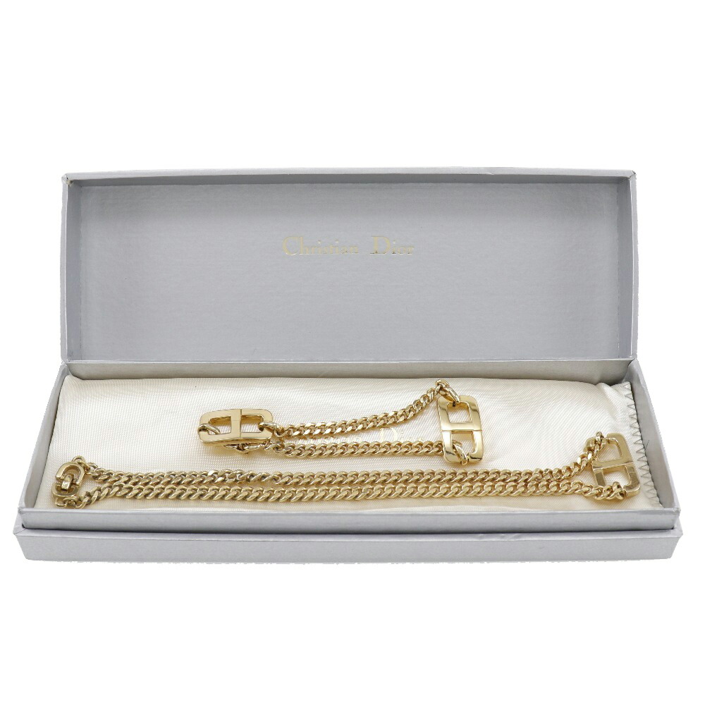 クリスチャンディオール Dior ブレスレットセット ネックレス CDロゴ 金メッキ ドイツ製 スクエア 約21.1g Bracelet set レディース【中古】