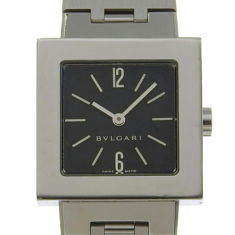 ブルガリ BVLGARI クアドラード 腕時計 SQ22SS ステンレススチール シルバー クオーツ アナログ表示 黒文字盤 Quadlard レディース【中古】