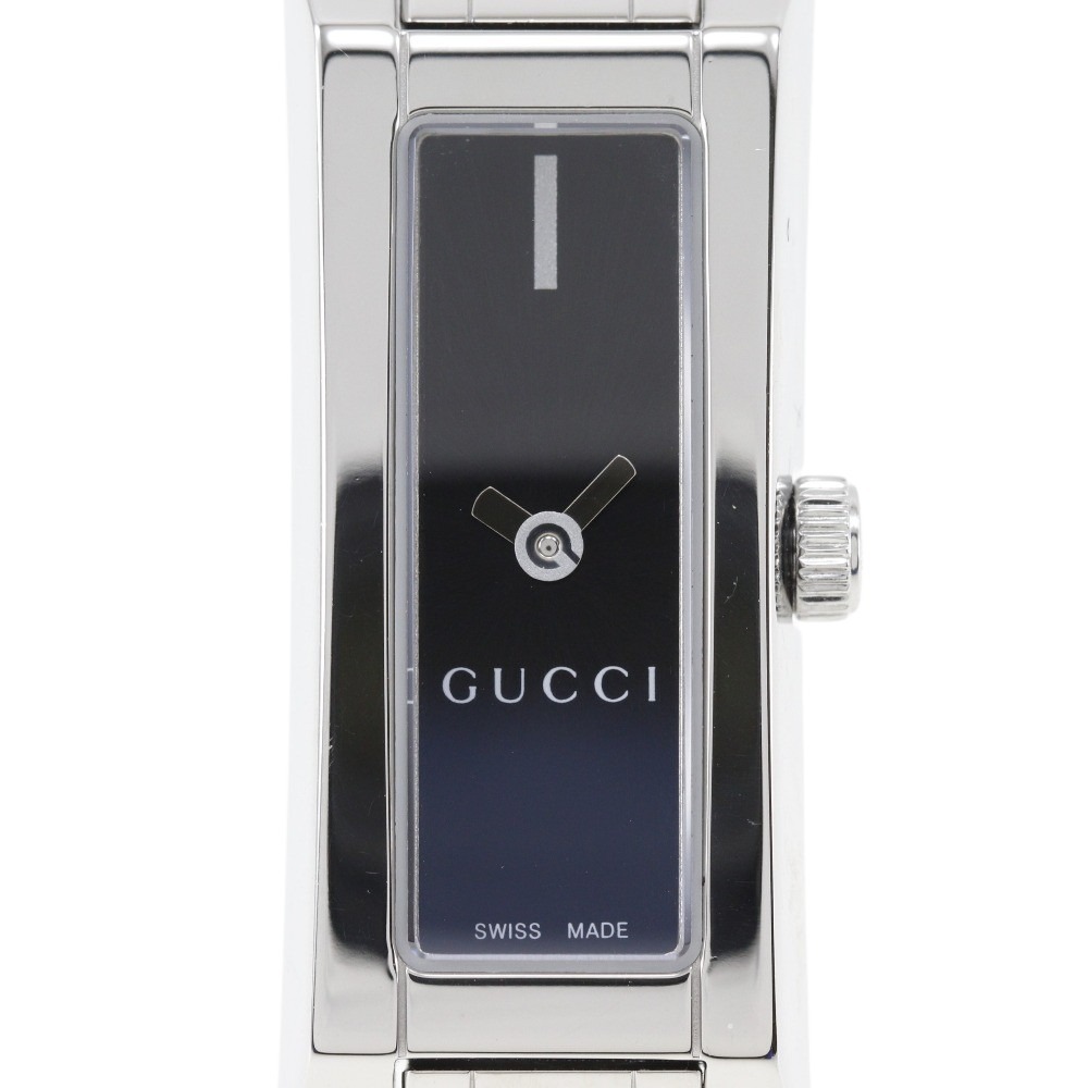 グッチ GUCCI 腕時計 110 ステンレススチール クオーツ アナログ表示 黒文字盤 レディース【中古】Aランク
