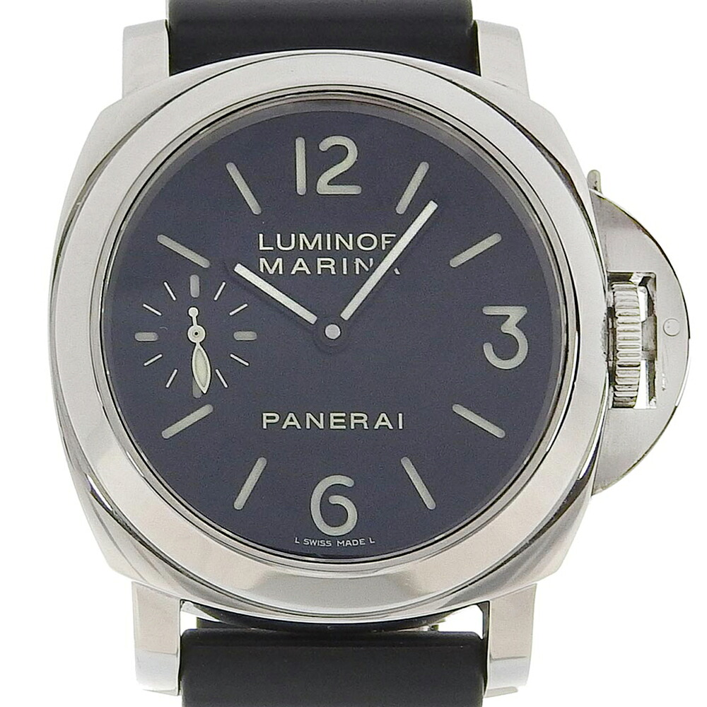 パネライ PANERAI ルミノールマリーナ 腕時計 裏スケ OP6567 ステンレススチール×ラバー 2006年 I09**/2500 手巻き スモールセコンド 黒文字盤 Luminor Marina メンズ【中古】A-ランク