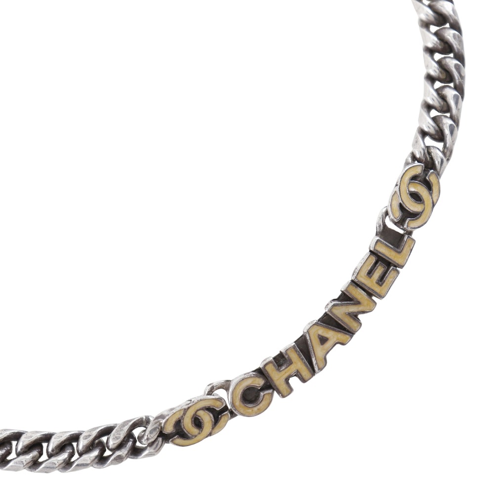 シャネル CHANEL ロゴ ココマーク ネックレス 金属製 フランス製 2000年 00T 約50g Logo COCO Mark レディース【中古】B-ランク