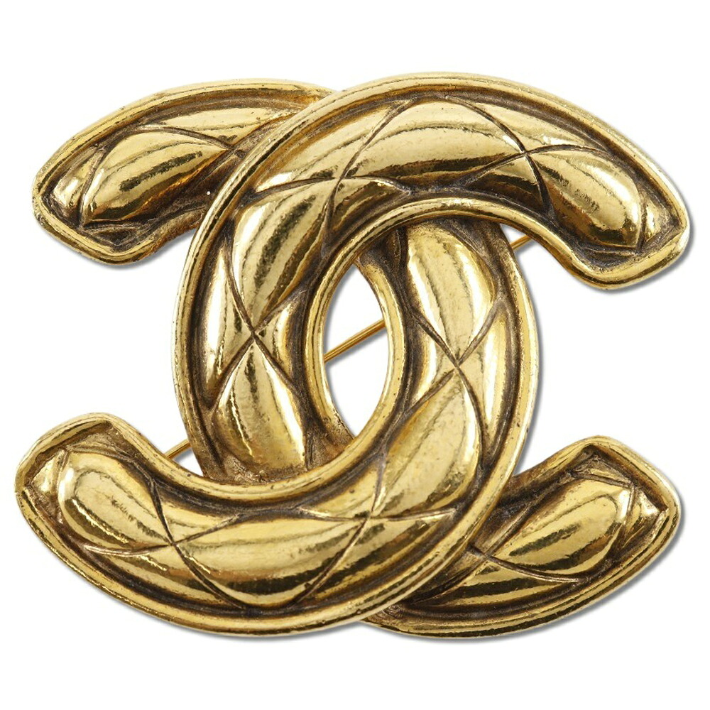 シャネル CHANEL ココマーク ブローチ マトラッセ ヴィンテージ 金メッキ フランス製 約32.5g COCO Mark レディース【中古】