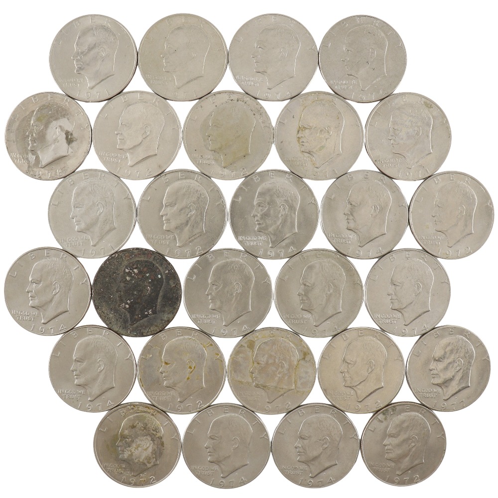 アメリカ 1ダラー 1DOLLAR 貨幣 白銅貨 リバティ アイゼンハワー 古銭 硬貨 コイン 1ドル 28枚 America 1 Dollar 1DOLLAR _【中古】