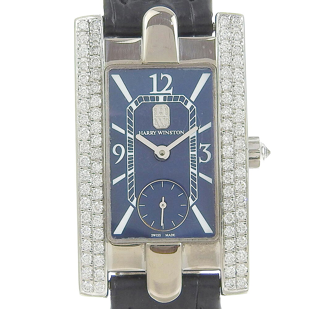 ハリーウィンストン HARRY WINSTON アヴェニュー 腕時計 310LQW K18ホワイトゴールド&times;ダイヤモンド&times;クロコダイル クオーツ アナログ表示 青文字盤 Avenue レディース【中古】A+ランク｜質にしきの【ブランド販売・買取】