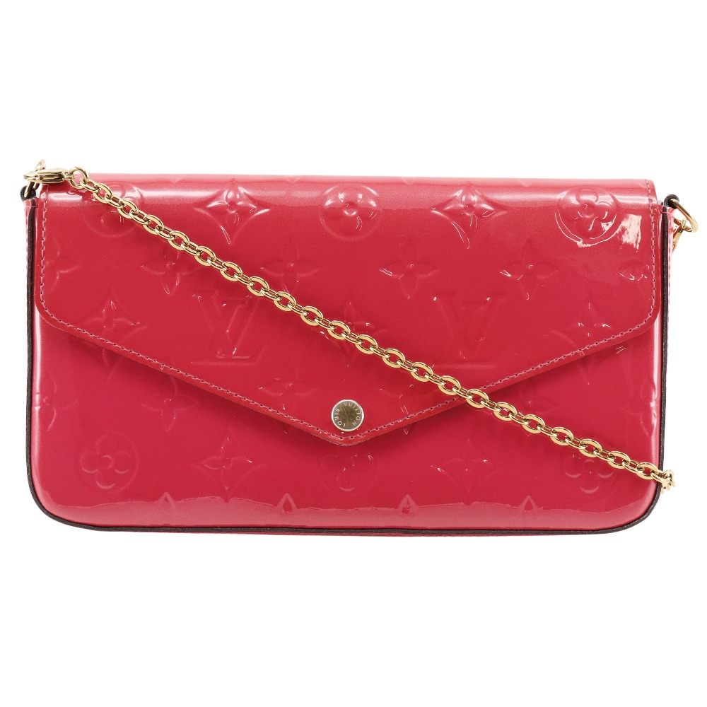 ルイ・ヴィトン LOUIS VUITTON フェリーチェ ショルダーバッグ ポシェットウォレット チェーンウォレット M61787 モノグラムヴェルニ ホットピンク フランス製 2016年 斜め掛け 2way スナップボタン Felice レディース【中古】｜質にしきの【ブランド販売・買取】