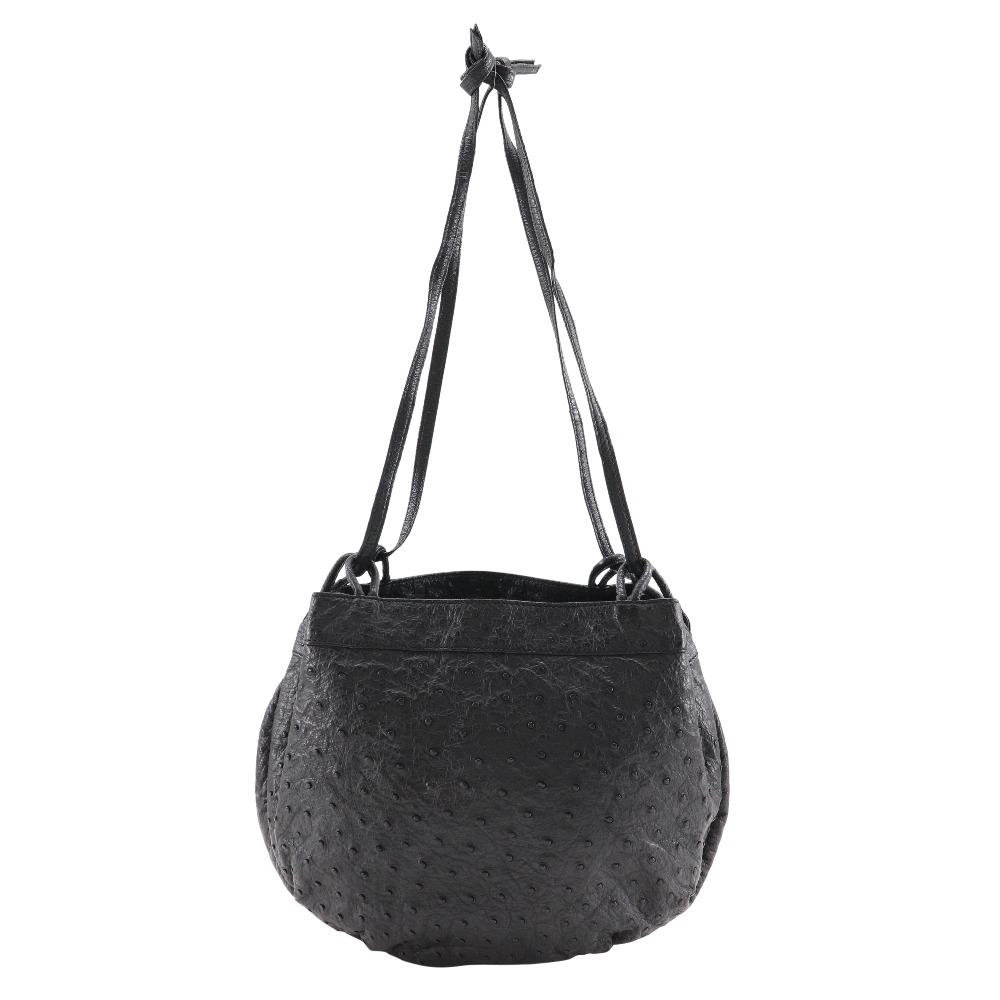 ロエベ LOEWE トートバッグ ヴィンテージ オーストリッチ スペイン製 黒 肩掛け 手提げ A5 オープン レディース【中古】A-ランク