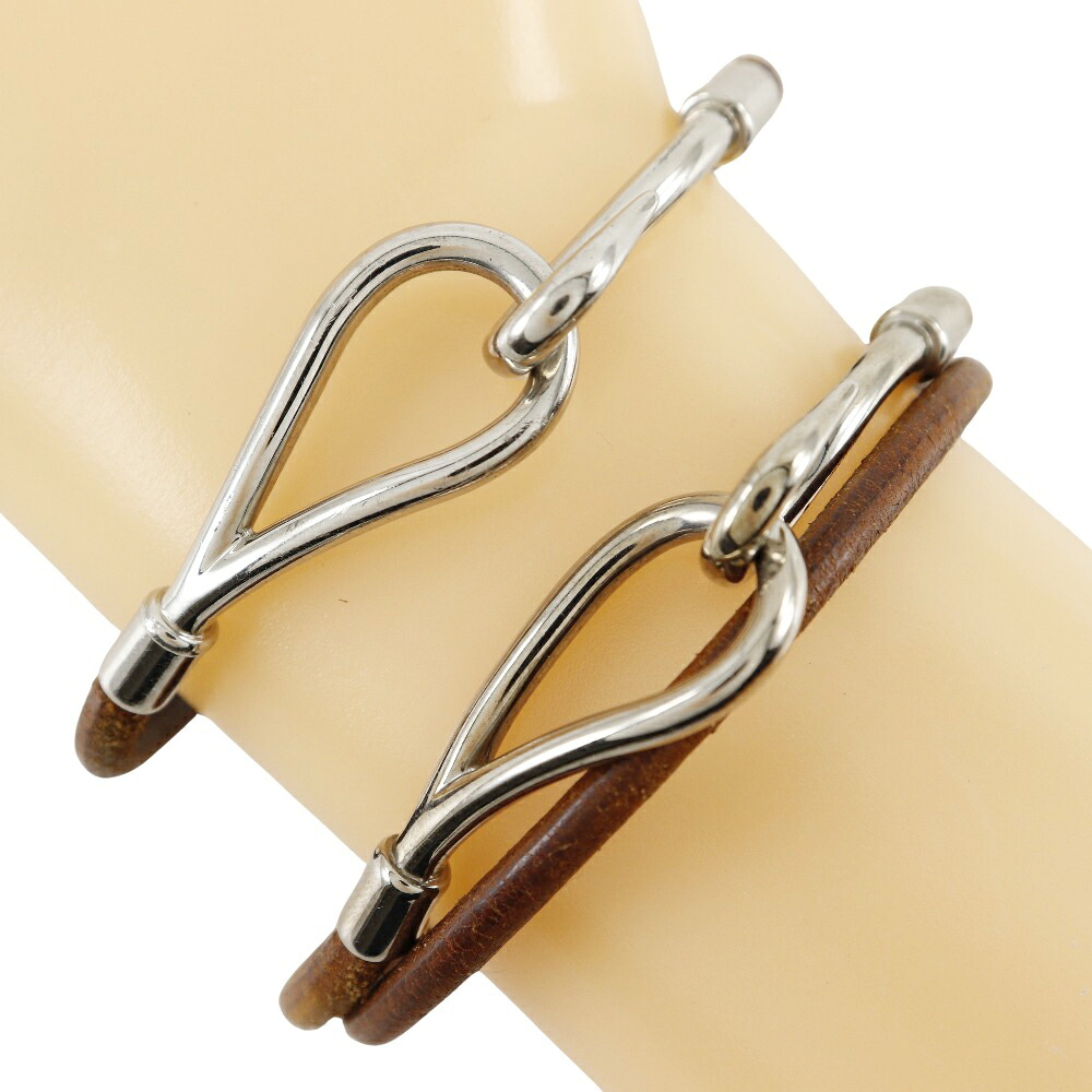 エルメス HERMES ジャンボ ブレスレット チョーカーセット レザー フランス製 茶 約9.9g jumbo レディース【中古】