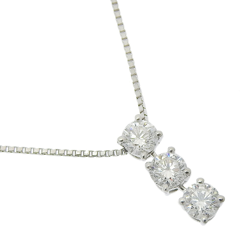 3Pダイヤ ネックレス Pt850プラチナ&times;Pt900プラチナ&times;ダイヤモンド 0.318/0.346/0.336 約5.2g 3P diamond レディース【中古】Aランク｜質にしきの【ブランド販売・買取】