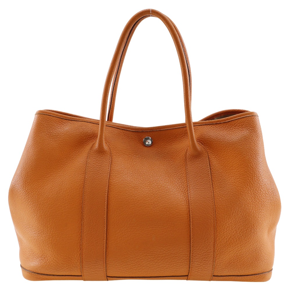 エルメス HERMES ガーデンパーティPM トートバッグ フィヨルド フランス製 2009年 オレンジ □M 肩掛け 手提げ A4 スナップボタン Garden party PM レディース【中古】
