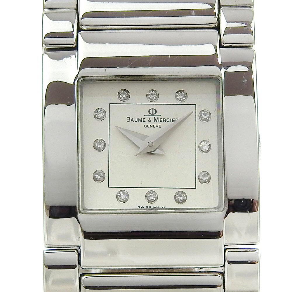 ボーム＆メルシェ Baume & Mercier キャットウォーク 腕時計 12Pダイヤ MV045219 ステンレススチール クオーツ アナログ表示 白文字盤 catwalk レディース【中古】A-ランク｜質にしきの【ブランド販売・買取】