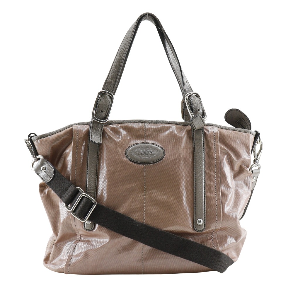 トッズ TOD’S Gライン トートバッグ 2WAYショルダー PVC 茶色 斜め掛け 肩掛け 手提げ 2way A4 ファスナー G line レディース【中古】B-ランク|質にしきの【ブランド販売・買取】