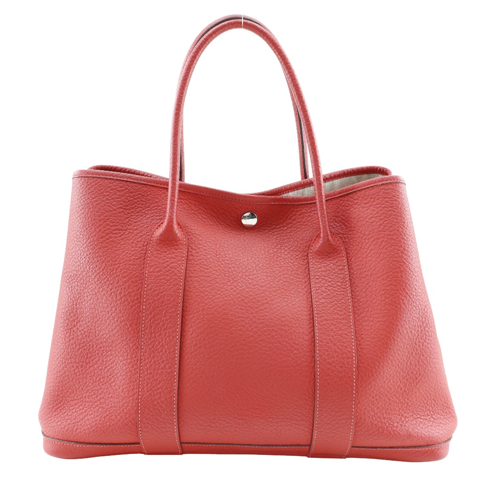 エルメス HERMES ガーデンパーティPM トートバッグ ネゴンダ フランス製 2014年 赤 □R 肩掛け 手提げ A4 スナップボタン Garden party PM レディース【中古】