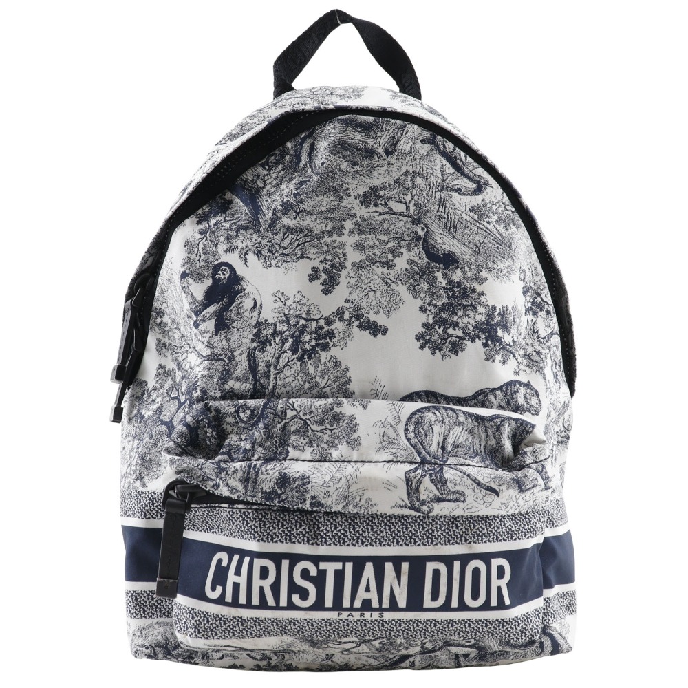 クリスチャンディオール Dior スモールバックパック リュック・デイパック トワルドジュイ M6108SNTJ ナイロン イタリア製 黒/白 肩掛け 手提げ 2way A5 ダブルファスナー Small backpack レディース【中古】｜質にしきの【ブランド販売・買取】
