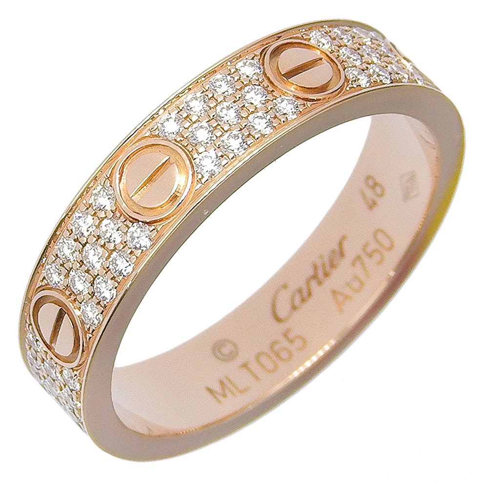 カルティエ CARTIER ミニラブリング 8号 リング・指輪 フルパヴェ B4085848 K18ピンクゴールド×ダイヤモンド 約3.5g Mini Love Ring レディース【中古】Aランク
