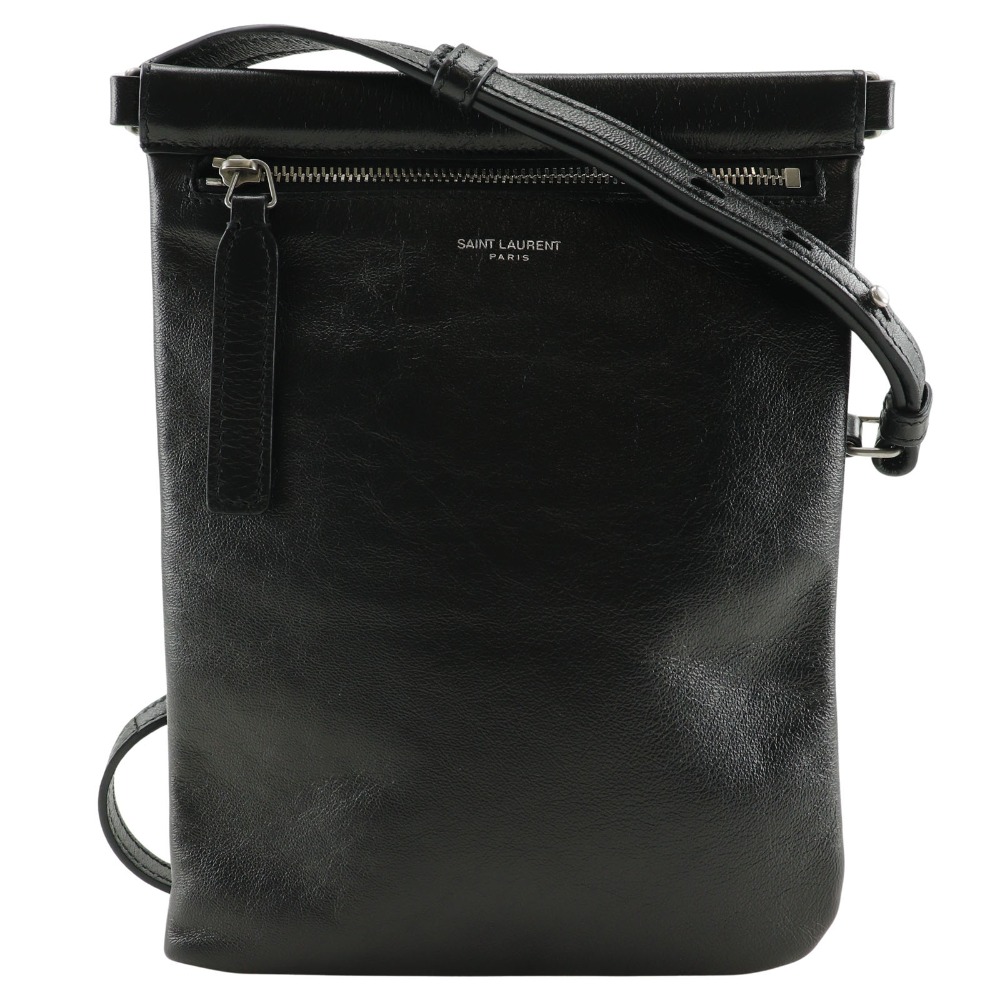 サンローランパリ SAINT LAURENT PARIS サコッシュ ショルダーバッグ 581697 1GE0E 1000 NERO レザー 黒 斜め掛け ファスナー Sacosh ユニセックス【中古】Aランク