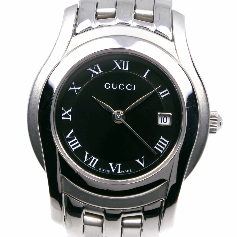 GUCCI ステンレススチール 時計 黒文字盤　5500 GUCCI グッチ 5500M クォーツ SS ステンレス 時計 男女兼用