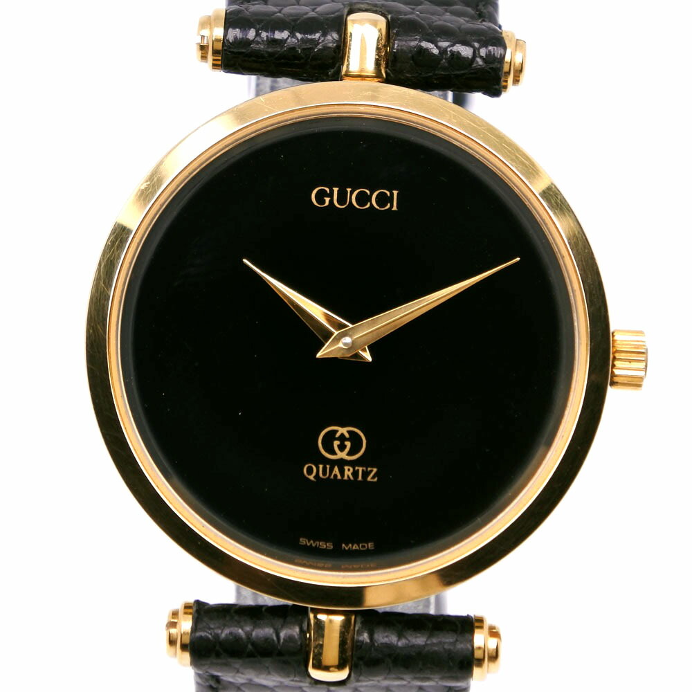 ★OH済★グッチ ブラックライン クォーツ腕時計 スイス製 GGロゴ 匿名配送 GUCCI グッチ レディース 腕時計 シェリーライン クオーツ