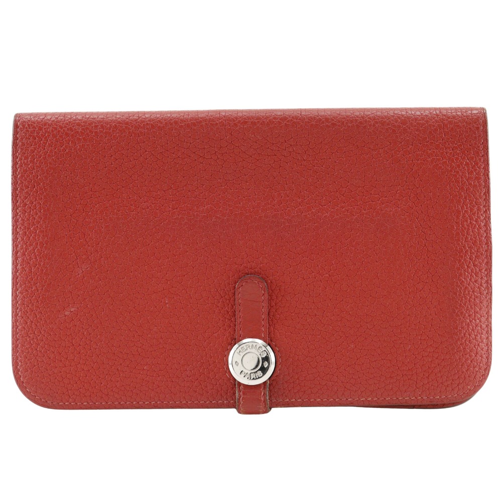 エルメス HERMES ドゴンGM 長財布 トリヨンクレマンス フランス製 2014年 赤 □R ベルト金具 Dogon GM レディース【中古】｜質にしきの【ブランド販売・買取】